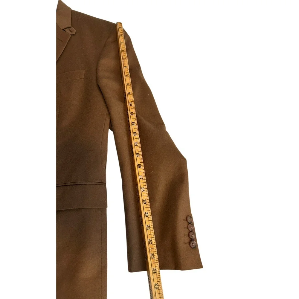 LAUREN RALPH LAUREN 100% Wool Mens 46R Blazer Suit Jacket Brown Tortoise Buttons
